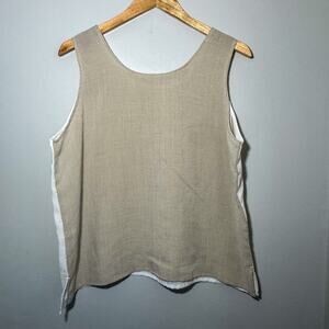 Vintage Fridaze Linen Redefined Beige White Reversible Tank Top L